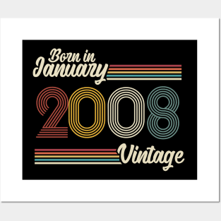 Vintage Born in January 2008 Posters and Art